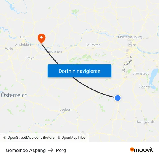 Gemeinde Aspang to Perg map