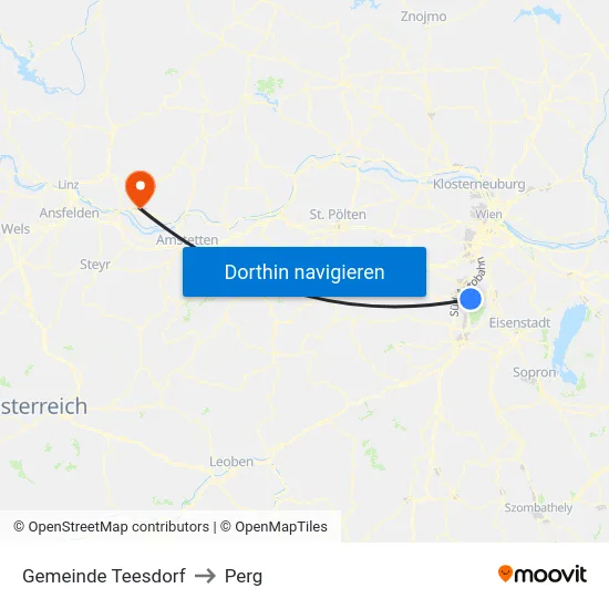 Gemeinde Teesdorf to Perg map