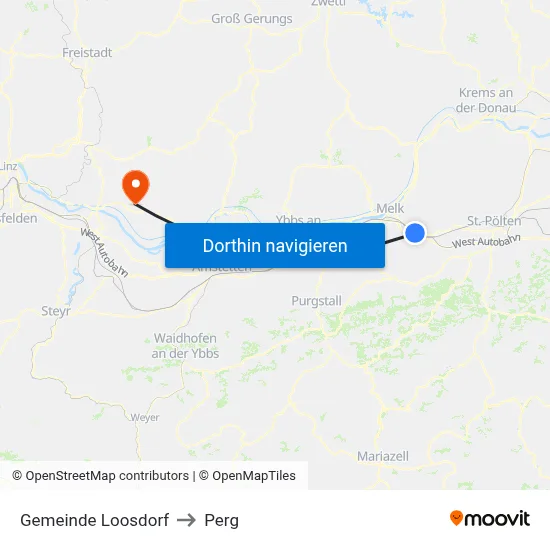 Gemeinde Loosdorf to Perg map