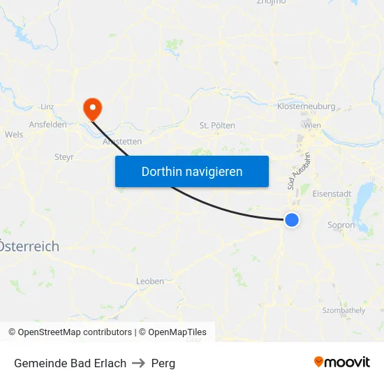Gemeinde Bad Erlach to Perg map