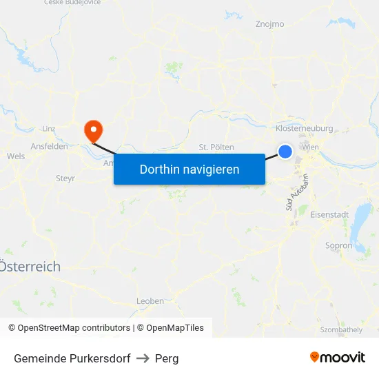 Gemeinde Purkersdorf to Perg map