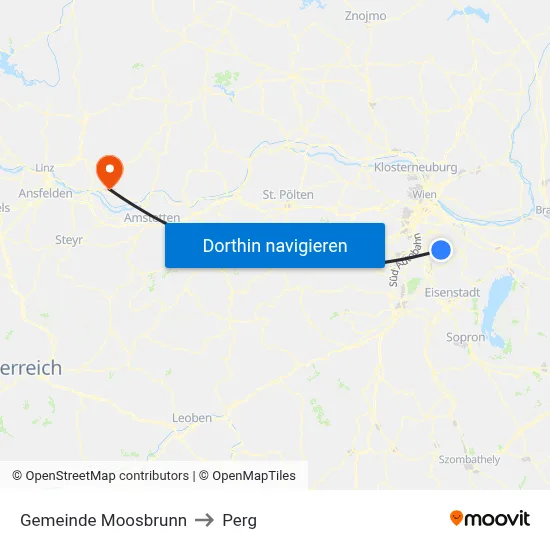 Gemeinde Moosbrunn to Perg map