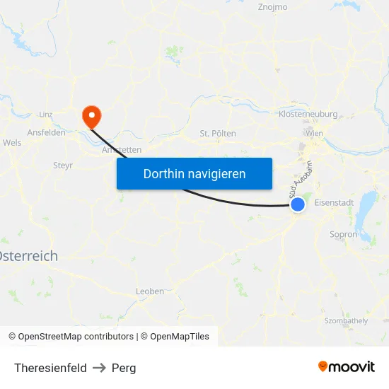 Theresienfeld to Perg map