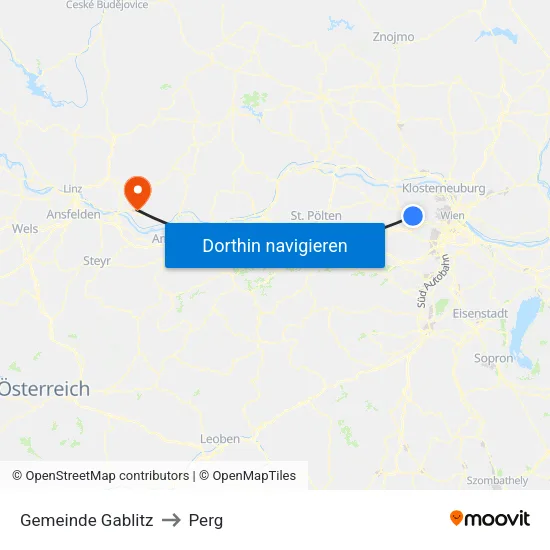 Gemeinde Gablitz to Perg map