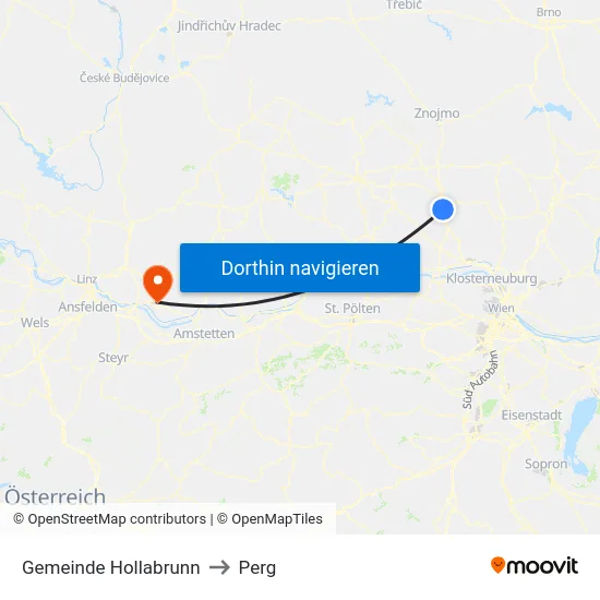 Gemeinde Hollabrunn to Perg map