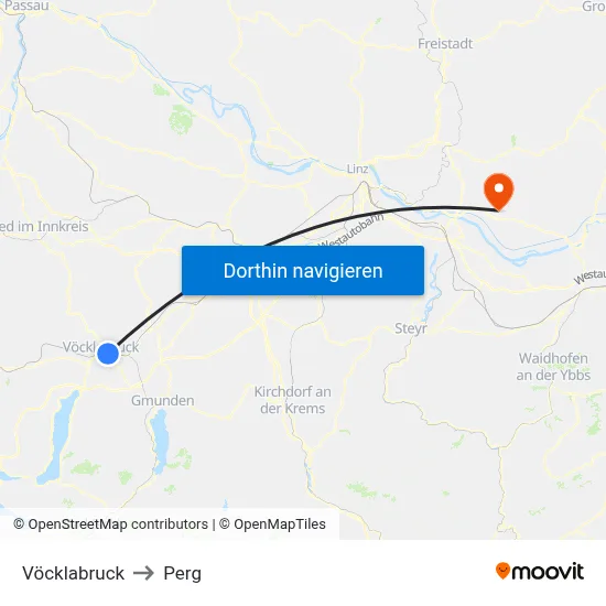 Vöcklabruck to Perg map