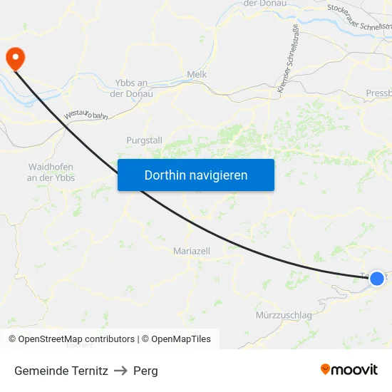 Gemeinde Ternitz to Perg map