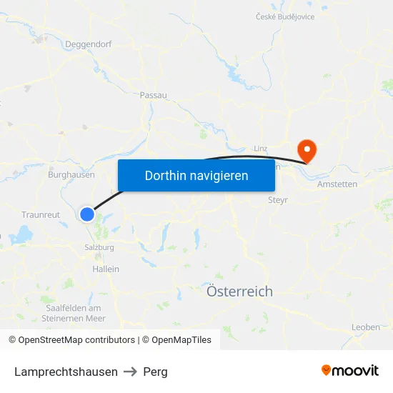 Lamprechtshausen to Perg map