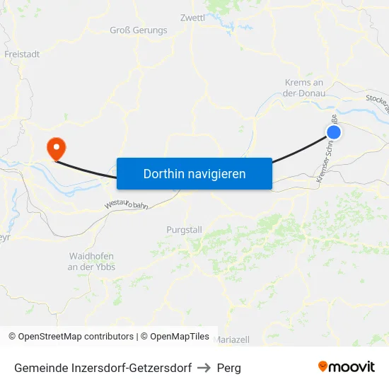 Gemeinde Inzersdorf-Getzersdorf to Perg map
