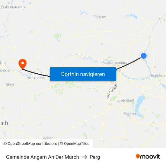 Gemeinde Angern An Der March to Perg map
