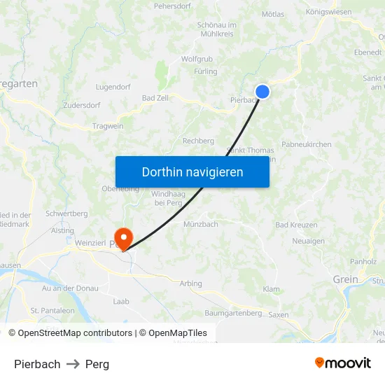 Pierbach to Perg map