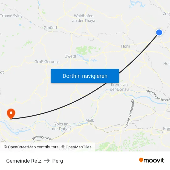 Gemeinde Retz to Perg map