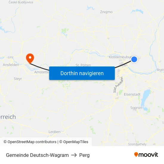 Gemeinde Deutsch-Wagram to Perg map