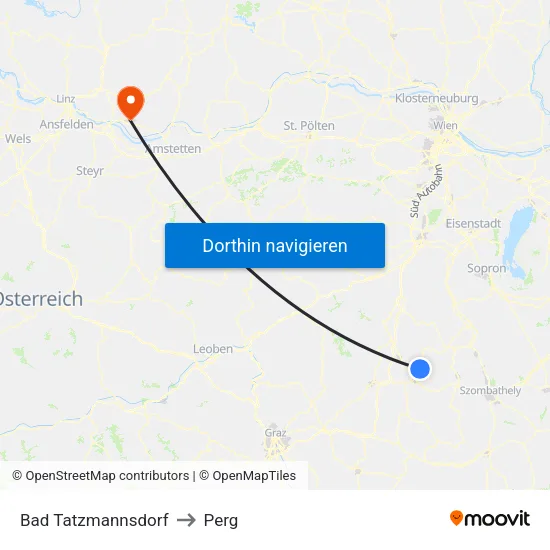 Bad Tatzmannsdorf to Perg map