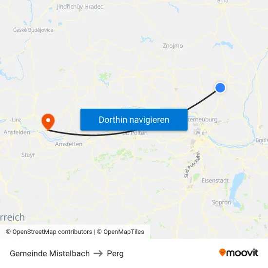 Gemeinde Mistelbach to Perg map