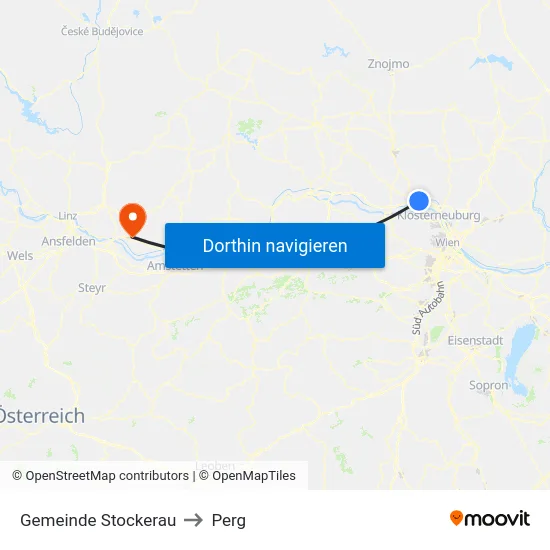 Gemeinde Stockerau to Perg map