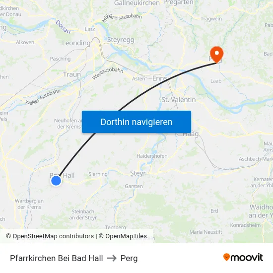 Pfarrkirchen Bei Bad Hall to Perg map