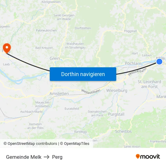 Gemeinde Melk to Perg map
