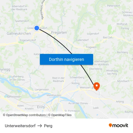 Unterweitersdorf to Perg map