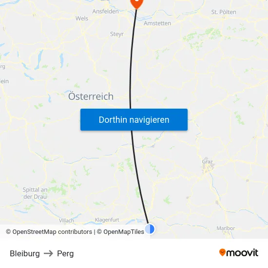 Bleiburg to Perg map