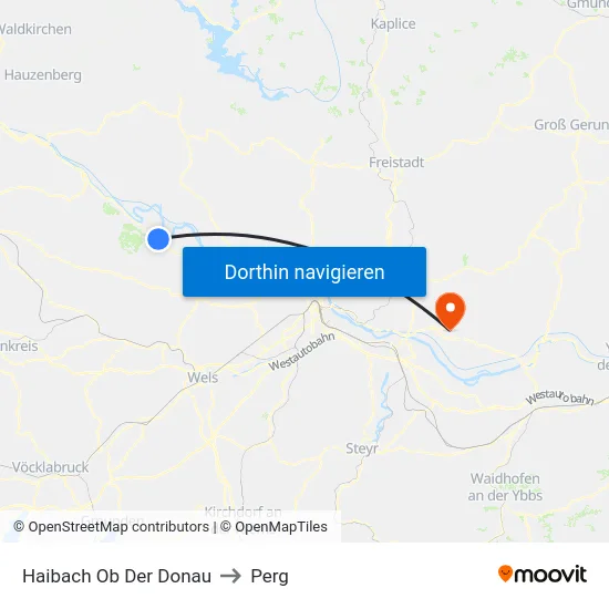 Haibach Ob Der Donau to Perg map