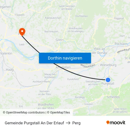 Gemeinde Purgstall An Der Erlauf to Perg map