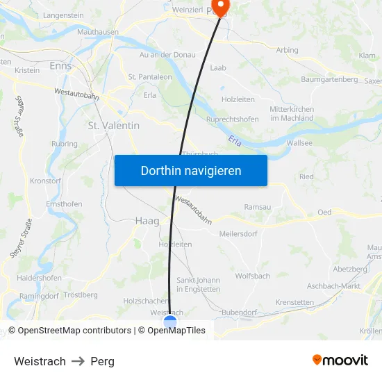 Weistrach to Perg map