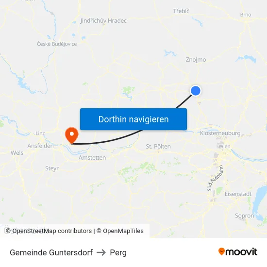 Gemeinde Guntersdorf to Perg map