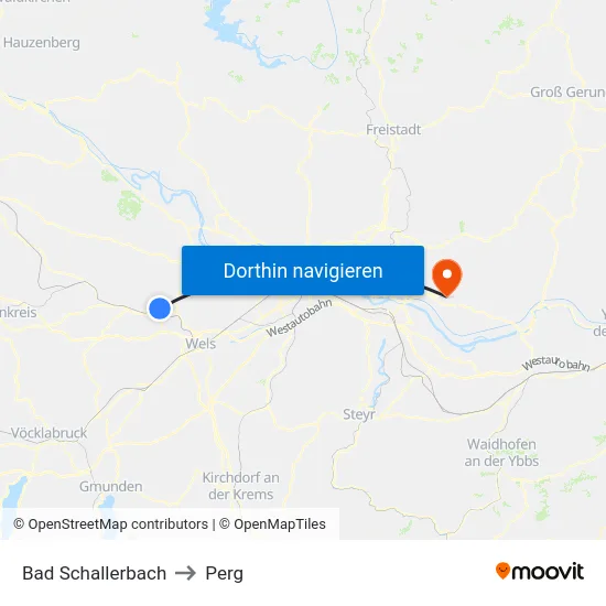 Bad Schallerbach to Perg map