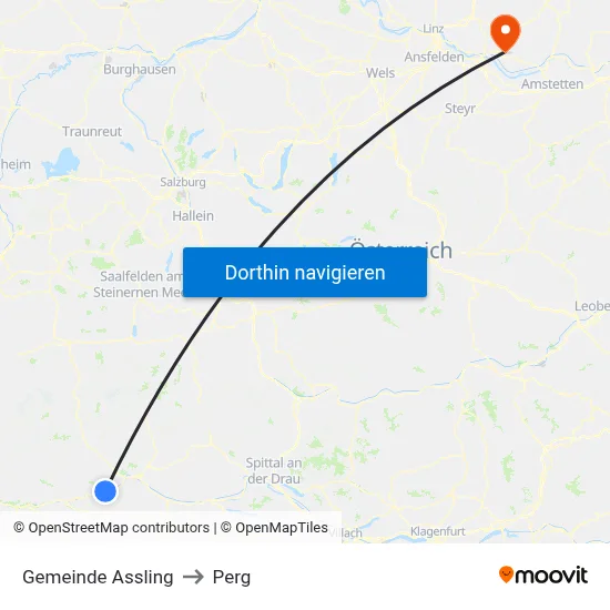 Gemeinde Assling to Perg map