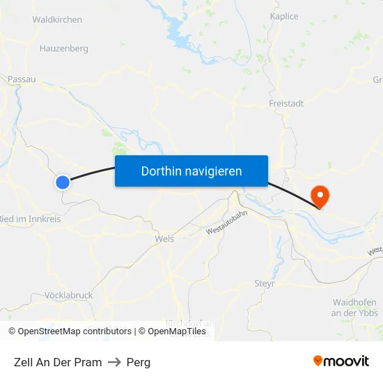 Zell An Der Pram to Perg map