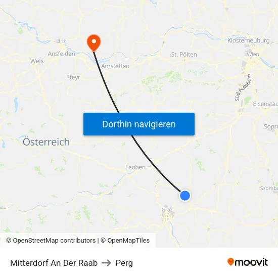 Mitterdorf An Der Raab to Perg map