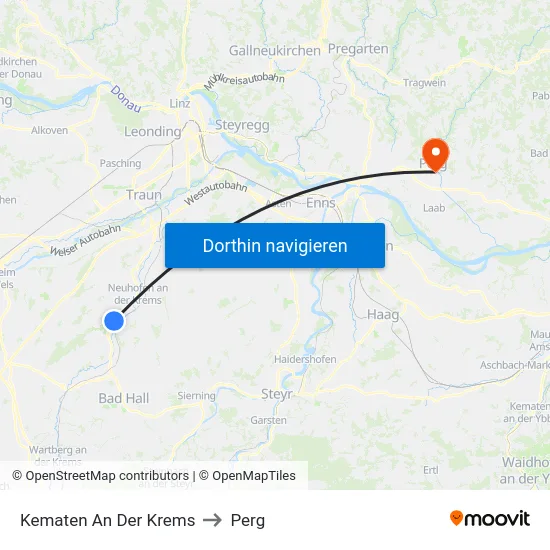 Kematen An Der Krems to Perg map