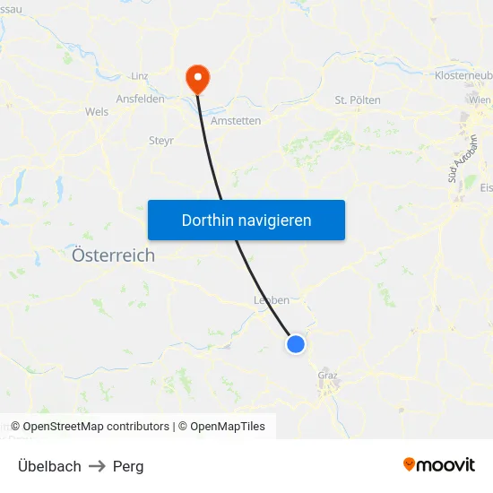 Übelbach to Perg map