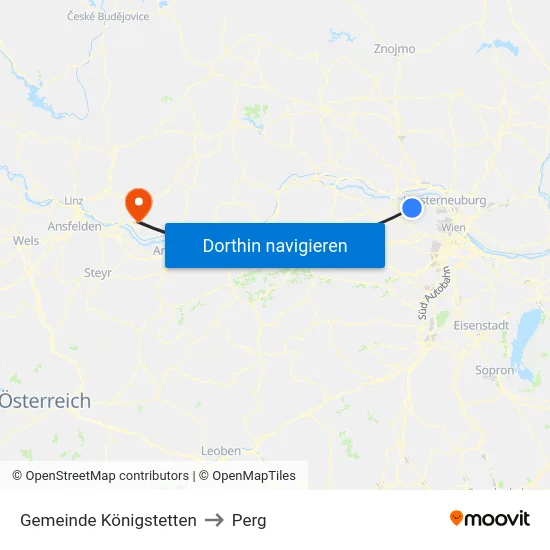 Gemeinde Königstetten to Perg map