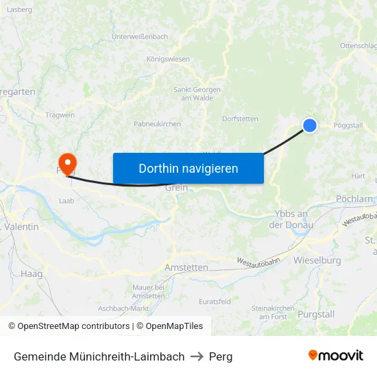 Gemeinde Münichreith-Laimbach to Perg map