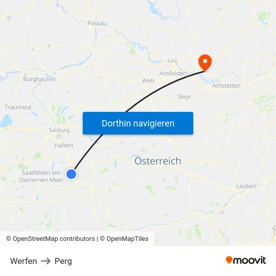 Werfen to Perg map