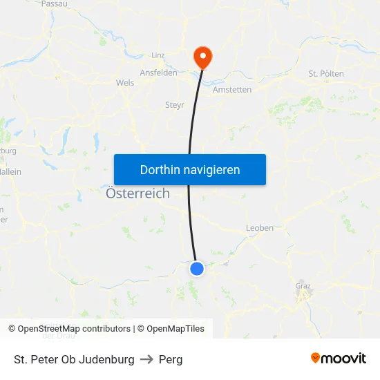 St. Peter Ob Judenburg to Perg map