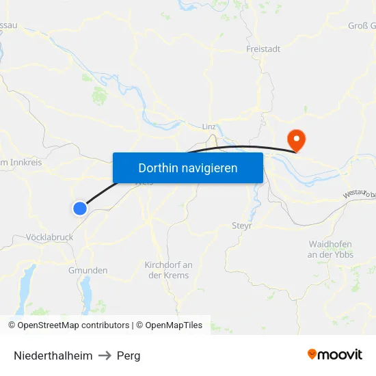 Niederthalheim to Perg map
