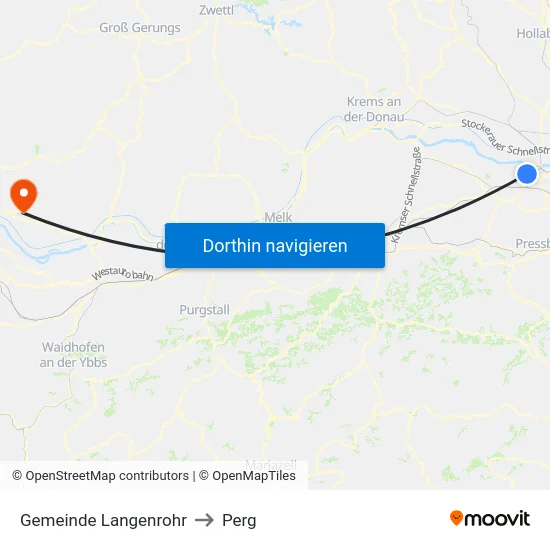 Gemeinde Langenrohr to Perg map