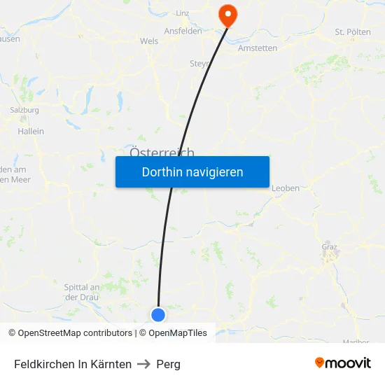 Feldkirchen In Kärnten to Perg map