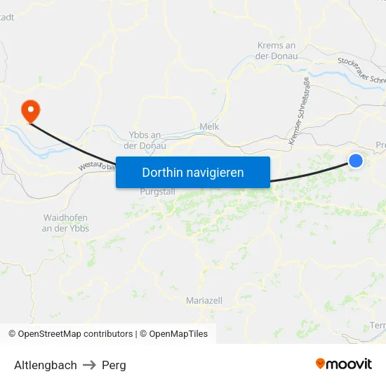 Altlengbach to Perg map