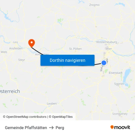 Gemeinde Pfaffstätten to Perg map