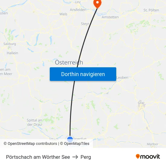 Pörtschach am Wörther See to Perg map