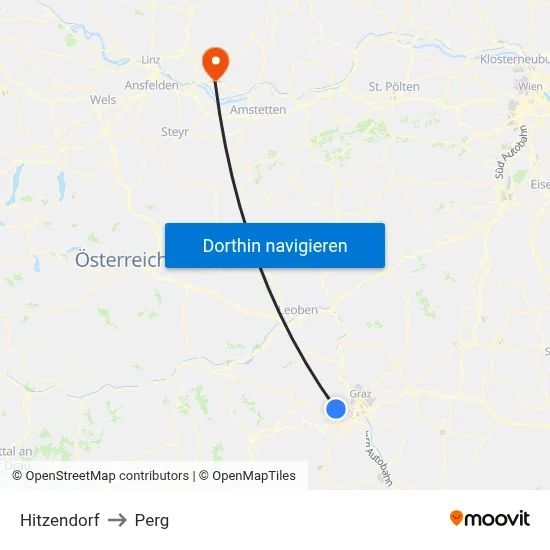 Hitzendorf to Perg map