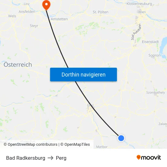 Bad Radkersburg to Perg map