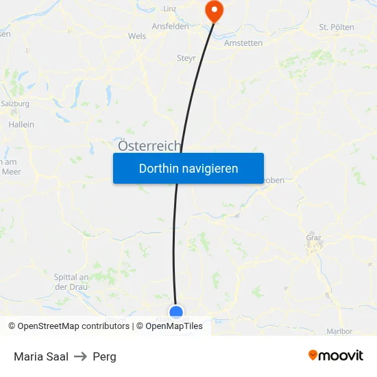 Maria Saal to Perg map