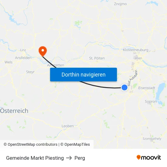 Gemeinde Markt Piesting to Perg map