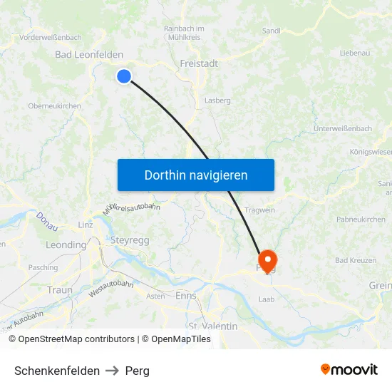 Schenkenfelden to Perg map