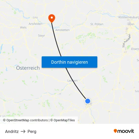 Andritz to Perg map